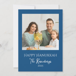 Modern Elegant Family Photo Hanukkah Holiday Card
