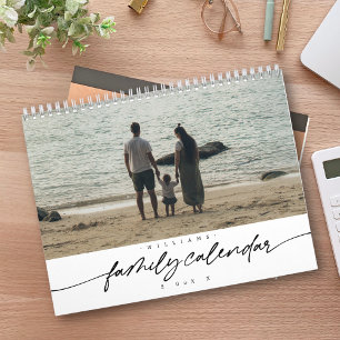Modern Elegant Family Photo Script Typography Calendar