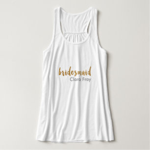 modern elegant faux gold bridesmaid text tank top