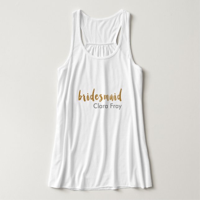 modern elegant faux gold bridesmaid text tank top (Design Front)