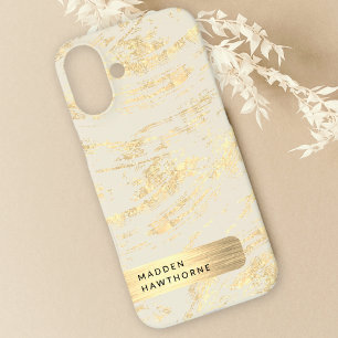 Modern Elegant Faux Gold Brushed Metal Foil Chic iPhone 16 Plus Case
