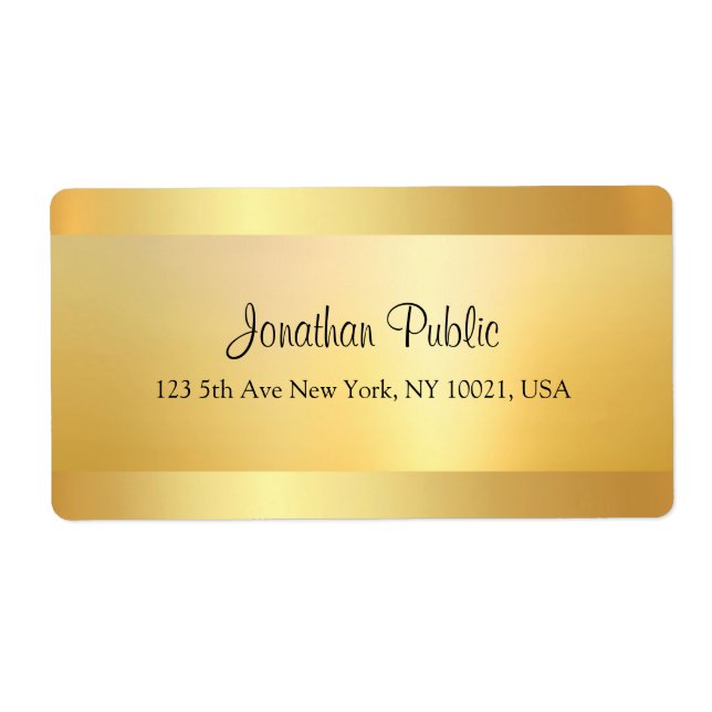 Modern Elegant Faux Gold Cool Script Template Label (Front)