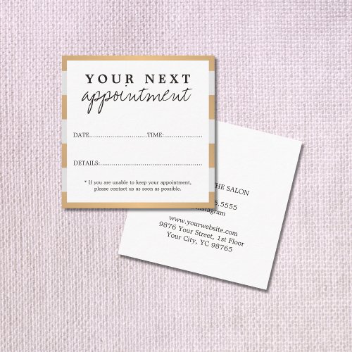 Modern Elegant Faux Gold Grey White Beauty Salon Appointment Card