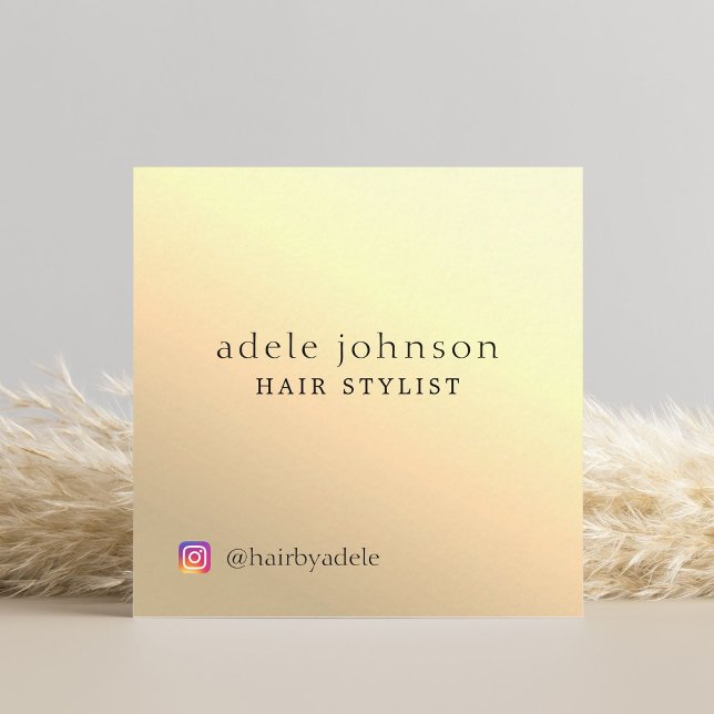 Modern Elegant Faux Gold Hair Stylist Square Business Card (Creator Uploaded)