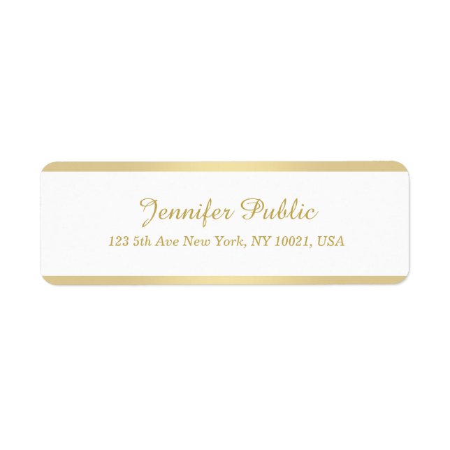 Modern Elegant Faux Gold Hand Script Template Label (Front)