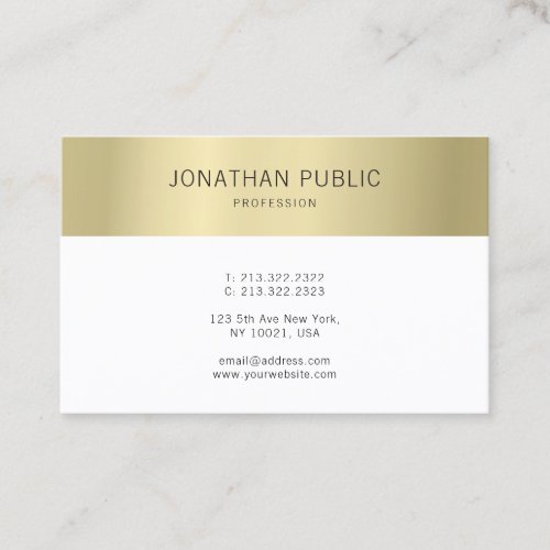 Modern Elegant Faux Gold Minimalist Professional Business Card