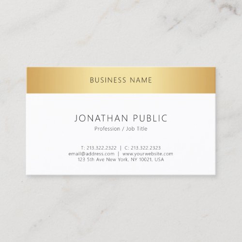 Modern Elegant Faux Gold Minimalist Template Business Card