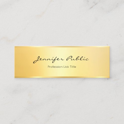 Modern Elegant Faux Gold Minimalist Template Mini Business Card