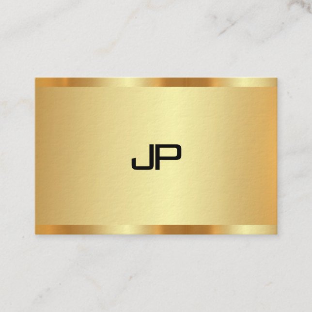 Modern Elegant Faux Gold Monogram Professional Business Card (Front)