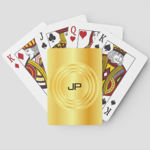Modern Elegant Faux Gold Monogrammed Template Poker Cards