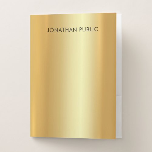 Modern Elegant Faux Gold Professional Template Pocket Folder