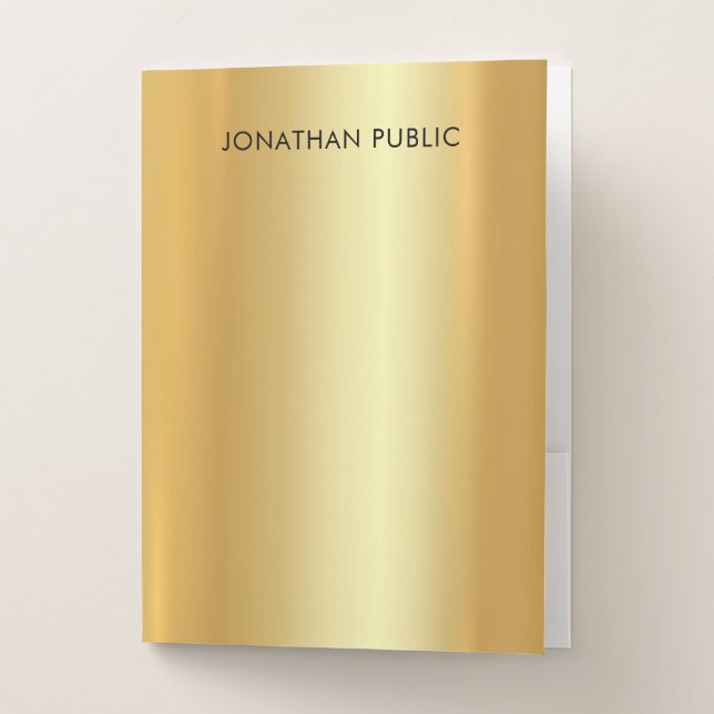 Modern Elegant Faux Gold Professional Template Pocket Folder (Front)
