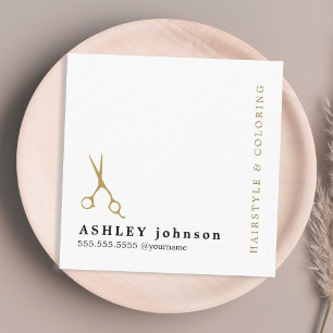 Modern Elegant Faux Gold Scissors Hairdresser Square Business Card