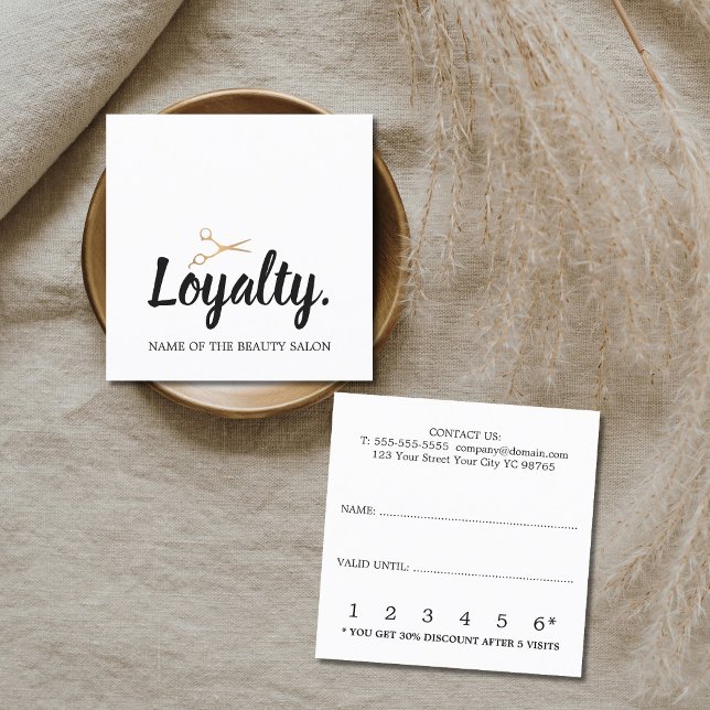 Modern Elegant Faux Gold Scissors Loyalty Card (Creator Uploaded)