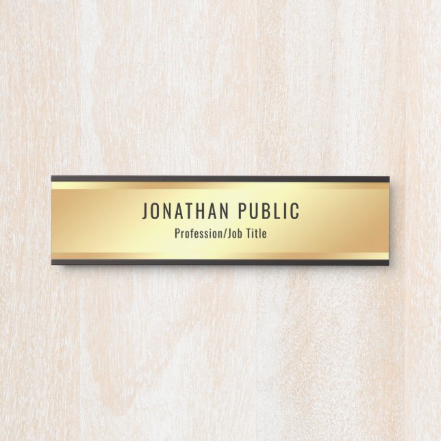 Modern Elegant Faux Gold Template Professional Door Sign (Front)
