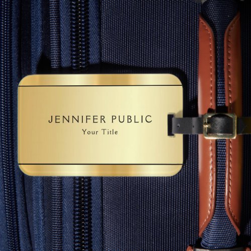 Modern Elegant Faux Gold Trendy Custom Template Luggage Tag