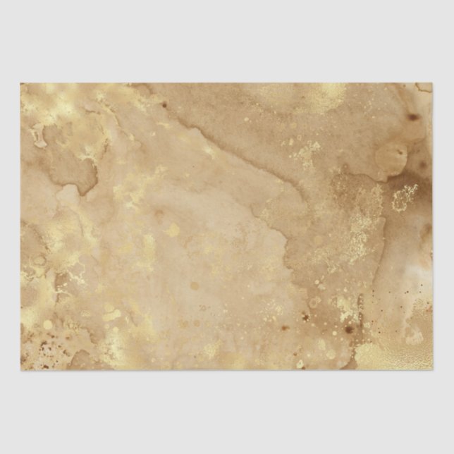 Modern Elegant Faux Gold Watercolor Marble Pattern Tissue Paper (Front)