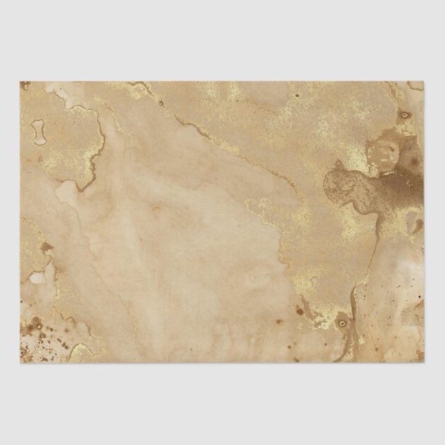 Modern Elegant Faux Gold Watercolor Marble Pattern Tissue Paper (Front)