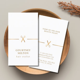 Modern Elegant Faux Gold White Hair Stylist Business Card