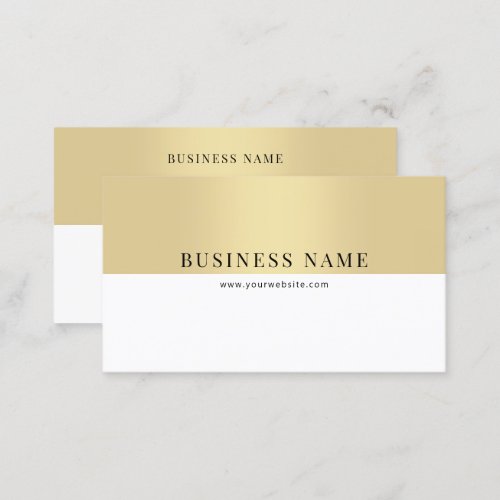 Modern Elegant Faux Gold White Minimalist Template Business Card