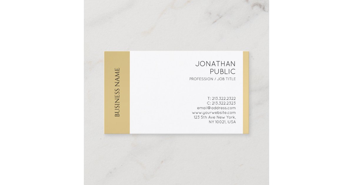 Modern Elegant Faux Gold White Professional Business Card | Zazzle