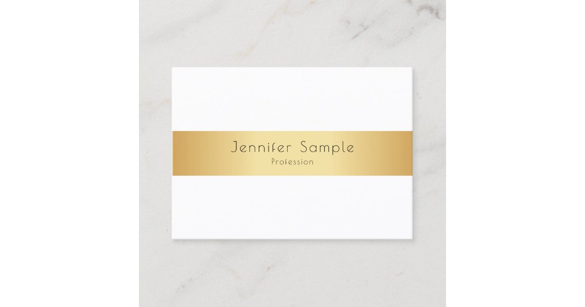 Modern Elegant Faux Gold White Professional Business Card | Zazzle