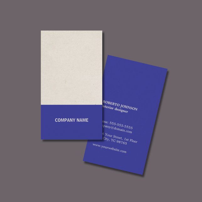 Modern Elegant Faux Kraft Paper Blue Consultant Business Card (Creator Uploaded)