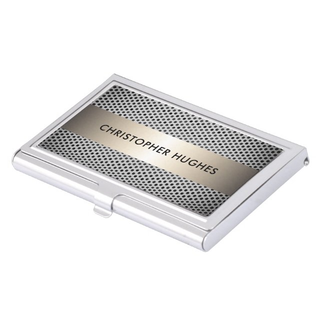 Modern Elegant Faux Metal Consultant Business Card Case (Front)