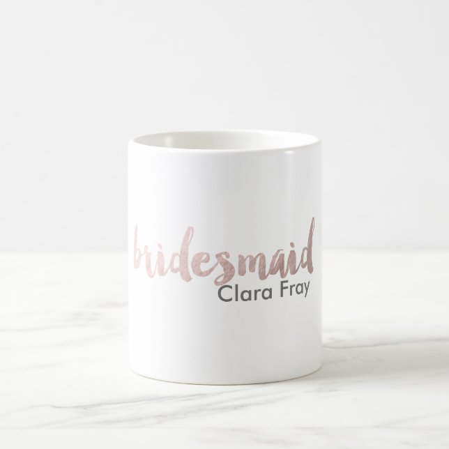 modern elegant faux rose gold bridesmaid text coffee mug (Center)
