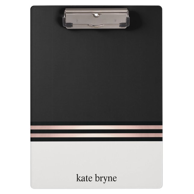 Modern Elegant Faux Rose Gold Foil Stripes Clipboard (Front)