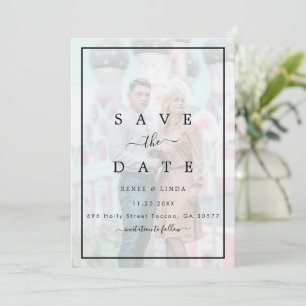 Modern Elegant Faux Vellum Effect Photo Wedding Save The Date