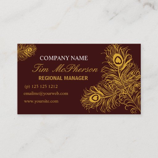 Customizable Modern Elegant Feather from Peacock Business Card