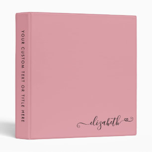 Modern Elegant Feminine Girly Heart Blush Pink 3 Ring Binder