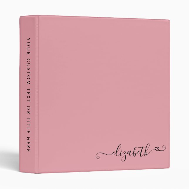 Modern Elegant Feminine Girly Heart Blush Pink 3 Ring Binder (Front/Spine)