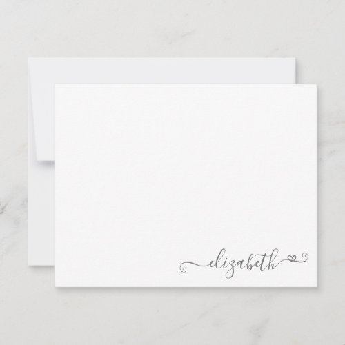 Modern Elegant Feminine Silver Gray Note Card