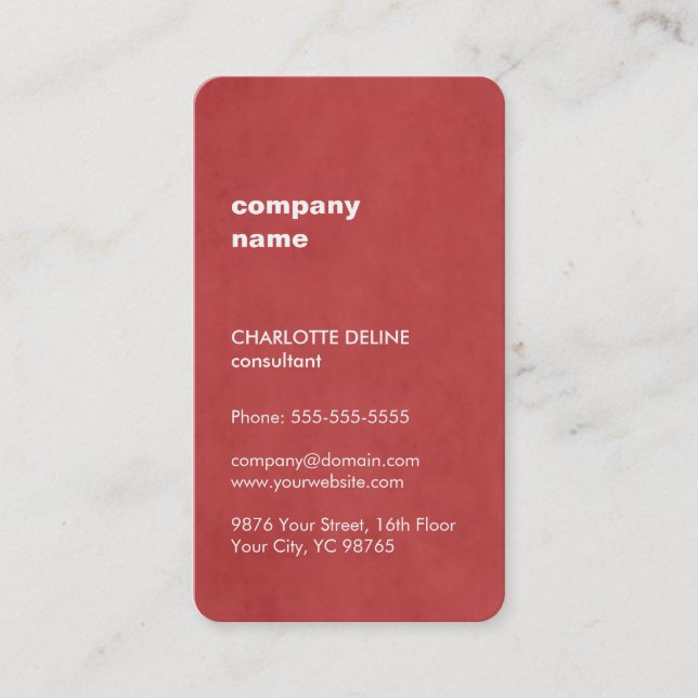 Modern Elegant Feminine Texture Red Consultant Business Card (Front)