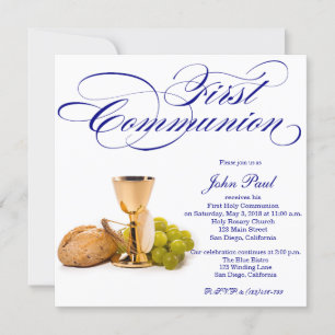 Modern Elegant First Communion Invitation for Boys