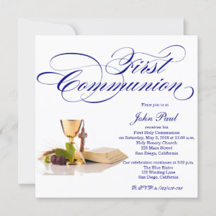Modern Elegant First Communion Invitation for Boys