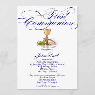 Modern Elegant First Communion Invitation for Boys