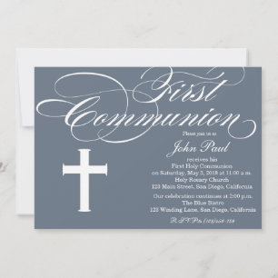 Modern Elegant First Communion Invitation for Boys