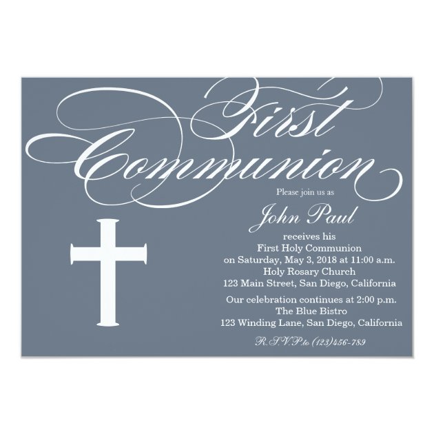 Modern Elegant First Communion Invitation For Boys