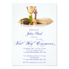 First Holy Communion Invitation Chalice Boy Blue | Zazzle.com