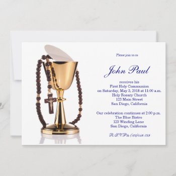 Modern Elegant First Communion Invitation For Boys by PurplePaperInvites at Zazzle