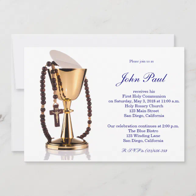 Modern Elegant First Communion Invitation for Boys | Zazzle