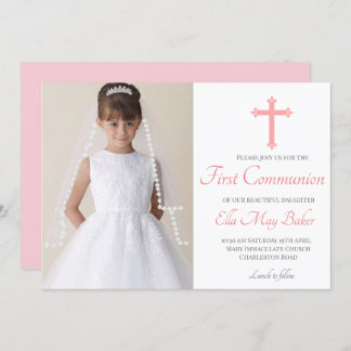 Modern Elegant First Holy Communion religious Invitation