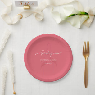 Modern Elegant Flamingo Coral Red  Paper Plates