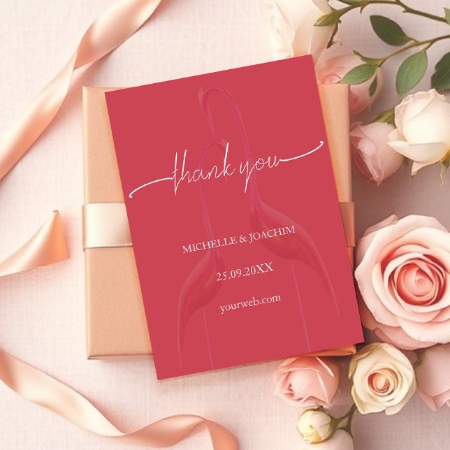 Modern Elegant Flamingo Coral Red  Thank You Card (Creator Uploaded)