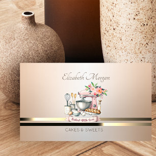 Modern Elegant Floral Bakery Mixer Luminouse Business Card