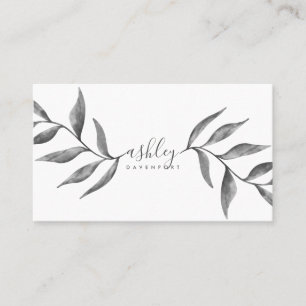 Modern elegant floral black watercolor flowers business card