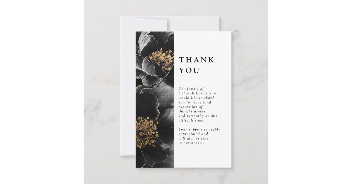 Modern Elegant Floral Celebration Of Life Funeral Thank You Card | Zazzle